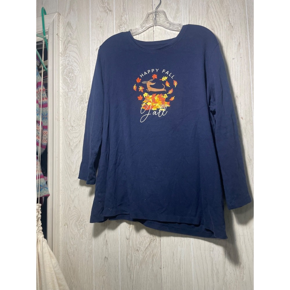 Kim Rogers Medium xlarge T-Shirt 3/4 Sleeve "It's Fall Y'All" Graphic V-Neck